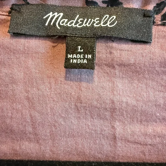 Madewell Purple and Black Mini Dress with Puff Sleeves and Pockets - Picture 7 of 8